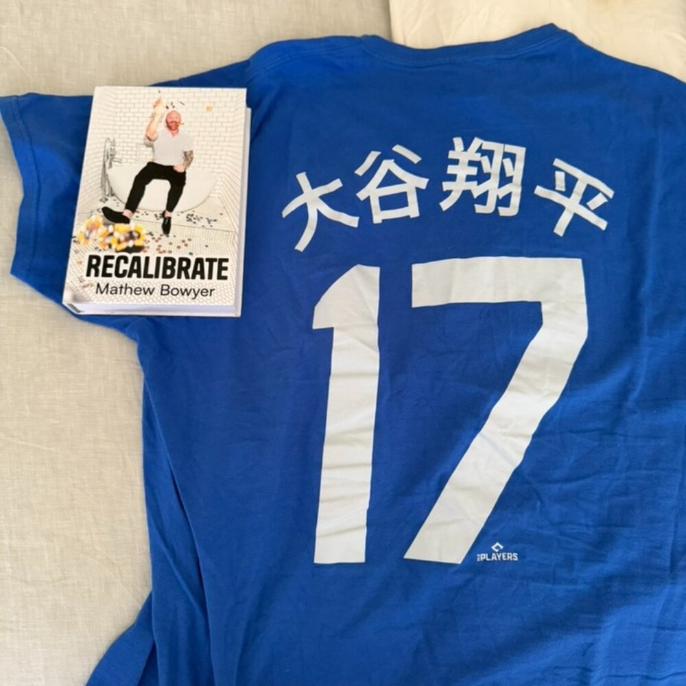 Japanese Shohei Ohtani LA Dodgers Name and Number T Shirt Jersey Size XL BLUE